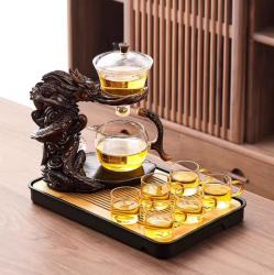 新款龙凤呈祥，自动茶具套装组合家用办公室玻璃懒人功夫泡茶神器