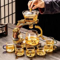 九龙飞天，自动茶具套装组合家用办公室玻璃懒人功夫泡茶神器