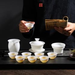 羊脂玉套组，冰种玉瓷，静心杯套组_LY1010