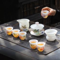 蝶恋花套装，冰种玉瓷，富贵牡丹套组_LY1003