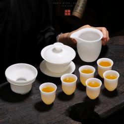 羊脂玉套组，冰种玉瓷，茅台杯套组_LY1001